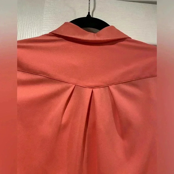 VTG Puccini Pintuck Pleated Salmon Pink Long Sleeve Collared Button Down Size 8 - Picture 7 of 10